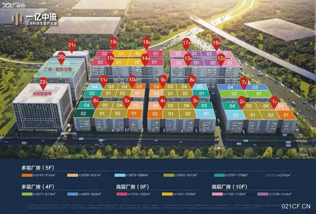 金华义乌廿三里中流义乌科技生态产业园一亿中流科技生态产业园标准厂房多层大车进出厂房出售